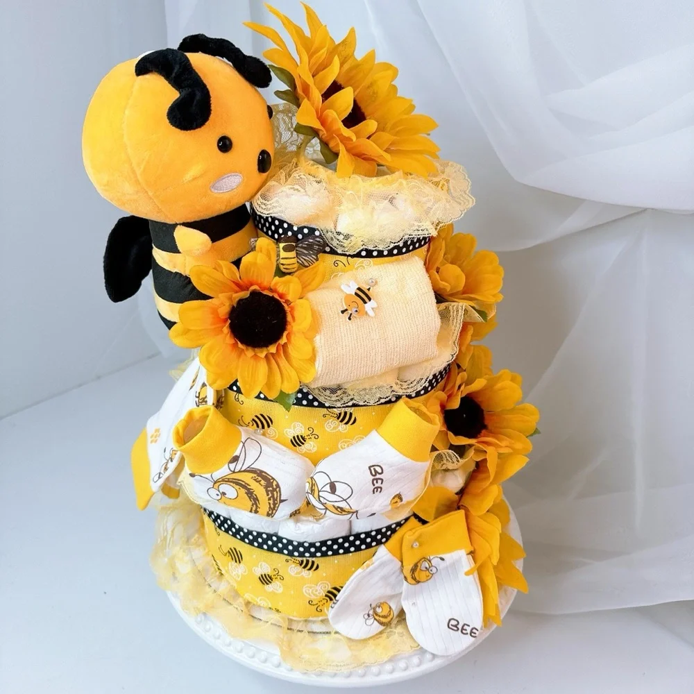 Bee Diaper Cake, Sunflowers Diaper Cake